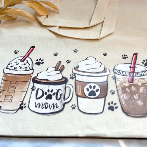 Tote Bag, the perfect blend of neutral and chic!  Dog and coffee lovers only! - Picture 3 of 12